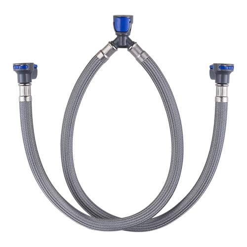 Quick Connect Faucet Hose Replacement, 16 Inch Hot & Cold Water Supply Lines for Widespread Faucet, Bathroom 3 Holes Faucet Water Mixer Line with Fast Lock - size: 16 Inch