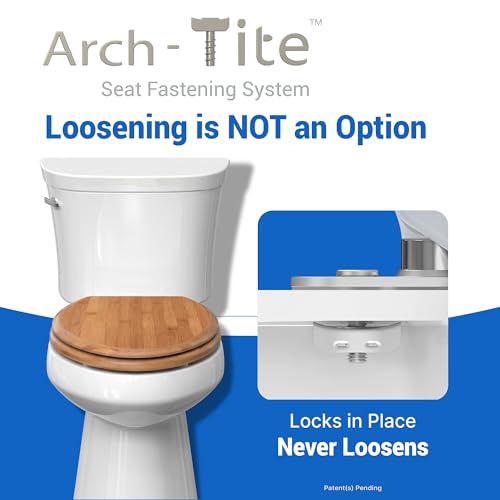Bamboo Toilet Seat Elongated, Soft Close | Magnetic Quick-Release for Easy Cleaning, Arch-Tite Never Loosens, Adjustable Fit - size: Elongated