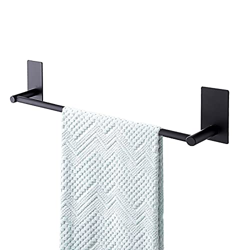 Songtec Adhesive Towel Bar Black 16-Inch, Stick On Bath Towel Rack No Drill, Strong Adhesion Tape Mount Towel Holder, Stainless Steel - Black - color: Black, size: 16-Inch