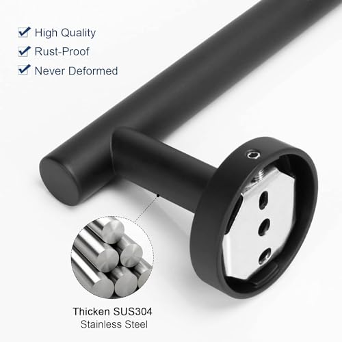 NearMoon Bath Toilet Paper Holder+ Hand Towel Holder, 2 Pieces Bathroom Hardware Set- Premium 304 Stainless Steel Toilet Roll Holder and Towel Rack Wall Mounted for Kitchen (Matte Black) - color: Matte Black