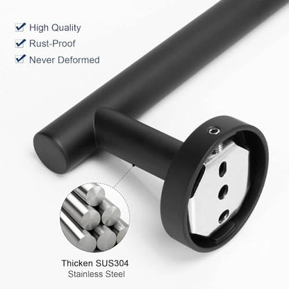 NearMoon Bath Toilet Paper Holder+ Hand Towel Holder, 2 Pieces Bathroom Hardware Set- Premium 304 Stainless Steel Toilet Roll Holder and Towel Rack Wall Mounted for Kitchen (Matte Black) - color: Matte Black