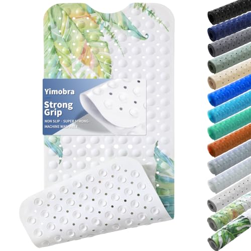 Yimobra Non Slip Bathtub Mat 40 x 16 Inch, Extra Long Shower Mat with Drain Holes, Machine Washable Baby Bath Mats, Strong Suction Cups for Bathroom Floor, Banana - color: Banana