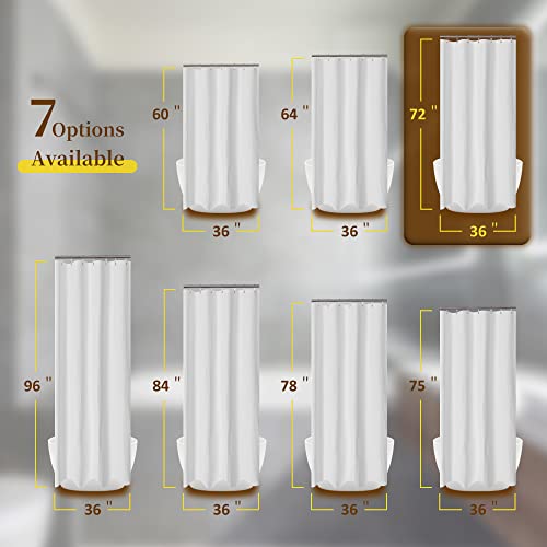 Barossa Design Waffle Weave Stall Shower Curtain Fabric 36 x 72 Inch, White | Hotel Luxury Spa, 230 GSM Thick Fabric, Water Repellent, Machine Washable, 36W x 72H for Small Stall - color: White, size: 36"W x 72"L (Pack of 1)