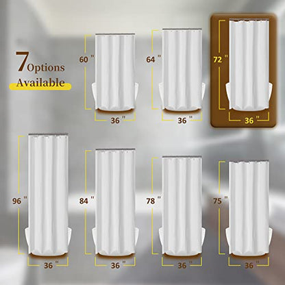Barossa Design Waffle Weave Stall Shower Curtain Fabric 36 x 72 Inch, White | Hotel Luxury Spa, 230 GSM Thick Fabric, Water Repellent, Machine Washable, 36W x 72H for Small Stall - color: White, size: 36"W x 72"L (Pack of 1)