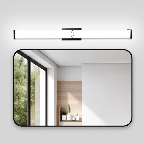 40 Inch Bathroom Vanity Light 3600LM, 5700K Daylight White Modern Bathroom Light Dimmable, AC 120V 40W Matte Black LED Vanity Lighting Fixtures Wall Sconce ETL Certified, 1Pack - color: Matte Black-5700K, size: 40 INCH