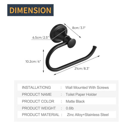 Toilet Paper Holder Wall Mount Bathroom Tissue Roll Holder Matte Black | Pivoting Tissue Roll Holder, High Quality Stainless Steel Hand Towel Ring Rustproof, Bathroom Accessories,Toilet Storage - color: Matte Black