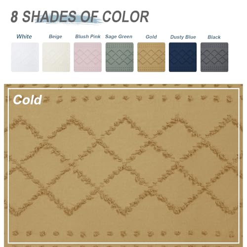 Gold Stall Boho Shower Curtain, Modern Tufted Plaid Striped Narrow Half Size Fabric Shower Curtain, Farmhouse Tufted Textured Shower Curtains for Bathroom, 36" W x 72" L - color: Gold, size: 36"W x 72"L (Pack of 1)