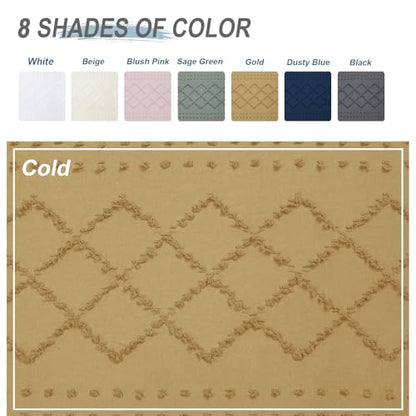 Gold Stall Boho Shower Curtain, Modern Tufted Plaid Striped Narrow Half Size Fabric Shower Curtain, Farmhouse Tufted Textured Shower Curtains for Bathroom, 36" W x 72" L - color: Gold, size: 36"W x 72"L (Pack of 1)