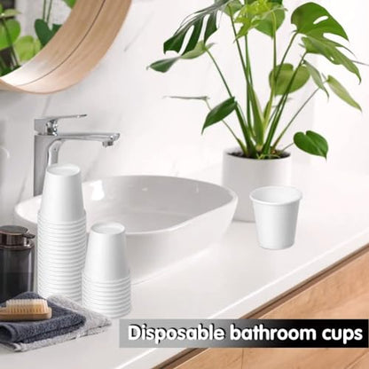 3 oz 100 Pack Disposable Paper Cups, Bathroom Mouthwash Cups | Espresso Disposable Cups, Bathroom Cups, Small Paper Cup for Bathroom, Snack, Espresso, Mouthwash (White) - color: White, size: 100 Count