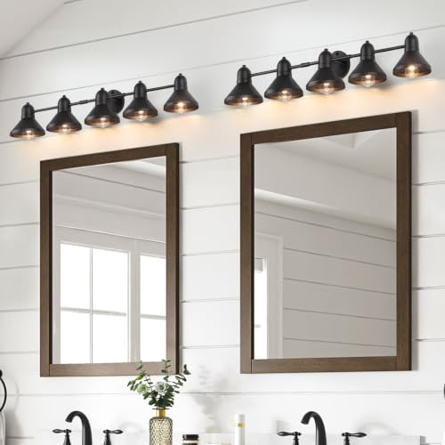 Bairth Bathroom Light Fixtures,5-Light Black Metal Vanity Light Over Mirror | Farmhouse Rustic Industrial Bathroom Vanity Light, Modern Bathroom Lights with Metal Shade for Living Room Cabinet Hallway - size: 5-Light