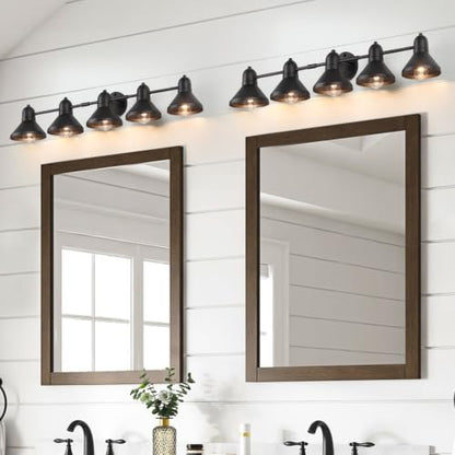 Bairth Bathroom Light Fixtures,5-Light Black Metal Vanity Light Over Mirror | Farmhouse Rustic Industrial Bathroom Vanity Light, Modern Bathroom Lights with Metal Shade for Living Room Cabinet Hallway - size: 5-Light