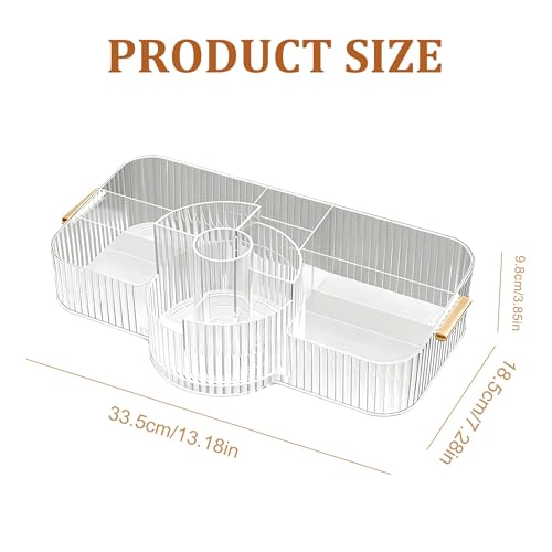 Spinning Makeup Organizer Countertop for Vanity,Dresser Organizer with Rotating Brush Holder,Beauty Storage Holder,Skincare Organizer,Perfume Organizer,Bathroom Counter Organizer