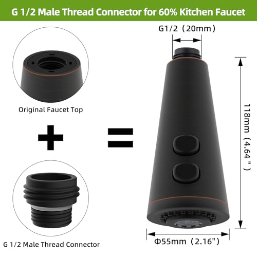 4 Function Kitchen Faucet Head Replacement, Universal, Oil Rubbed Bronze | NSF/ANSI/CAN 372 Certified, Pull Down Kitchen Sprayer Head, 15 Adapters Compatible with American Standard/Kohler/Moen/Delta - color: Oil Rubbed Bronze, style: 4 Modes Design