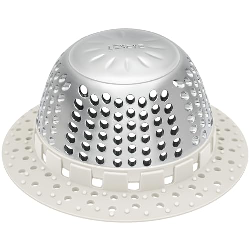 LEKEYE Shower Drain Hair Catcher/Shower Drain Cover/Drain Protector for Pop-Up & Regular Drains(Light Gray) - color: Light Gray