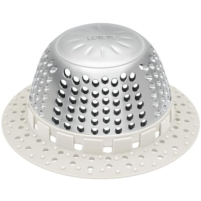 LEKEYE Shower Drain Hair Catcher/Shower Drain Cover/Drain Protector for Pop-Up & Regular Drains(Light Gray) - color: Light Gray