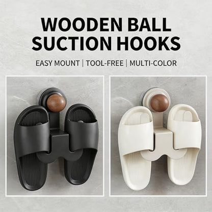 2‑Pack Suction‑Cup Slipper Rack, No‑Drill Wall Mount | Water‑resistant carbon‑steel build. Tool‑free mount for slippers,towels & small accessories in bathroom,kitchen and entryway - color: White