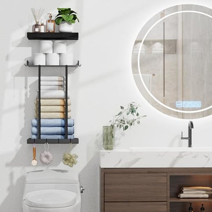 Vervida® Bathroom Towel Storage Rack, Towel Racks for Bathroom Wall Mounted Floating Shelf, Wall Towel Rack for Rolled Towels - size: 15" Towel Rack