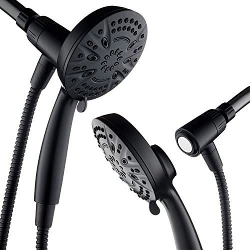 AquaDance New Magnetic Docking 8-setting High Pressure Handheld Shower Head | Space-age Magnetic Guidance Bracket System, Giant 5-inch Face, Extra-long 72-inch Stainless Steel Hose - Black - color: Matte Black