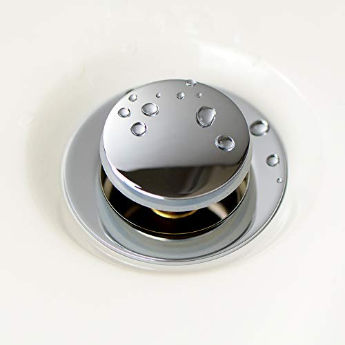 Purelux Pop up Drain Stopper for Bathroom Faucet Vanity or Vessel Sink Bathroom Drain Assembly No Overflow, Chrome Finish - color: Chrome, style: No Overflow
