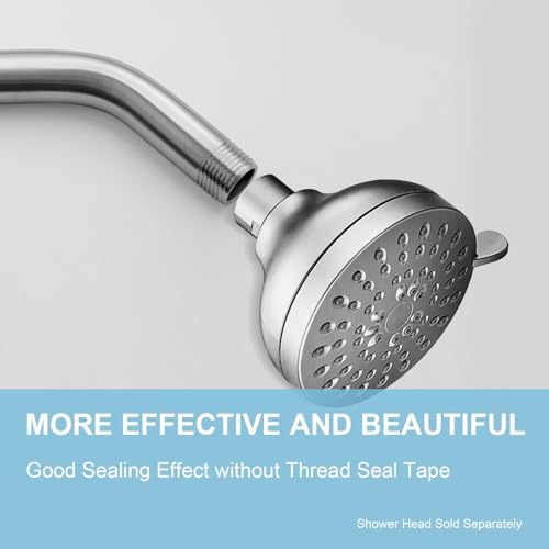 OFFO Shower Arm with Flange, 6 in Brushed Nickel Wall Mount Replacement Angle Shower Head Arm Wall-Mounted For Fixed Shower Head & Handheld Showerhead - color: Brushed Nickel, style: 6 in