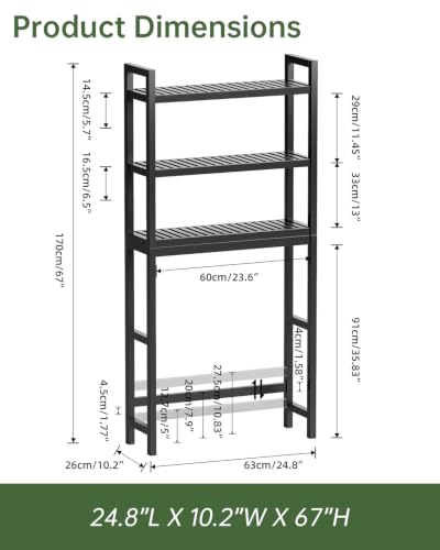 SMIBUY Bathroom Storage Shelf, Bamboo Over-The-Toilet Organizer Rack, Freestanding Toilet Space Saver with 3-Tier Adjustable Shelves (Black) - color: Black