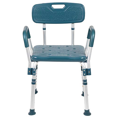 Flash Furniture HERCULES Series 300 Lb. Capacity Adjustable Navy Bath & Shower Chair with Quick Release Back & Arms - color: Navy