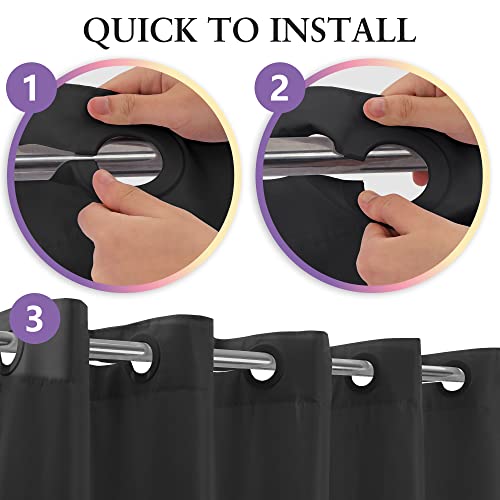 River Dream Extra Long No Hook Black Shower Curtain or Liner Soft Microfiber - 84" Length Fabric Shower Curtain Liner Set, Machine Washable & Water Repellent, Black, 71x86 - color: Black, size: 71"W x 86"L (Pack of 1)