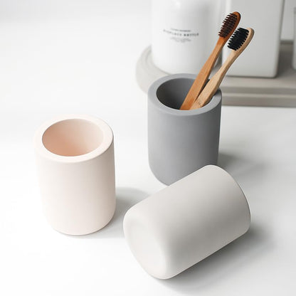 Diatomite Drying Stone Toothbrush Holder, Modern Ceramic-Look Countertop Cup with Drainage for Bathroom, Quick Drying Electric Toothbrush & Toothpaste Organizer, Stoneware Finish - color: Dark Grey