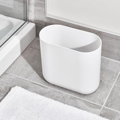 iDesign Small Slim Plastic Bathroom Trash Can, White | Bedroom, Office, Desk, Dorm - color: White, style: Pack of 1