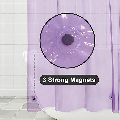 Barossa Design Clear Lavender Shower Curtain Liner Standard Size | Premium PEVA, PVC Free, Metal Grommets, Waterproof Lightweight Translucent Lavender Curtain with 3 Magnets for Bathroom - color: Clear Lavender, size: 72"W x 72"L (Pack of 1)