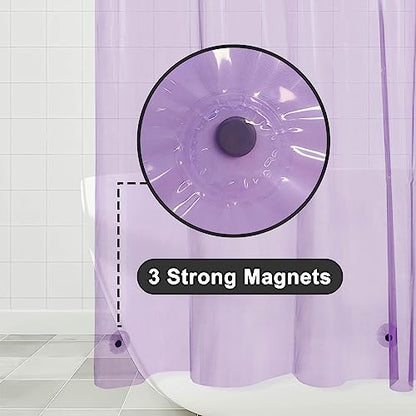 Barossa Design Clear Lavender Stall Shower Curtain Liner, 36" W x 72" H | Waterproof PEVA, PVC Free, Metal Grommets, Lightweight Plastic Shower Liner 36 x 72 Inches for Narrow Small Bathroom Stall - color: Clear Lavender, size: 36"W x 72"L (Pack of 1)