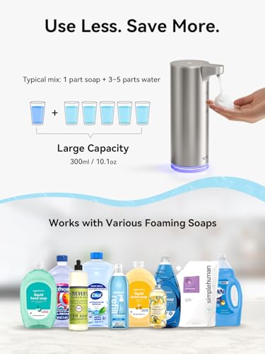 Automatic Foaming Soap Dispenser Touchless, 0.2s Fast Sensor, USB-C Rechargeable, Smudge-Resistant Stainless Steel, Hand Soap Dispenser for Bathroom, Kitchen, Hotel, Silver - color: Stainless Steel (Sliver)