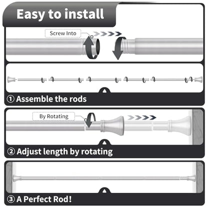 Silver Shower Curtain Rod 36-84 Inch(3-7ft), No Slip No Drill Stainless Steel Spring Tension Curtain Rod, No Rust Shower Rod Adjustable For Bathroom Window Bedroom - color: Silver, size: 36"-84"