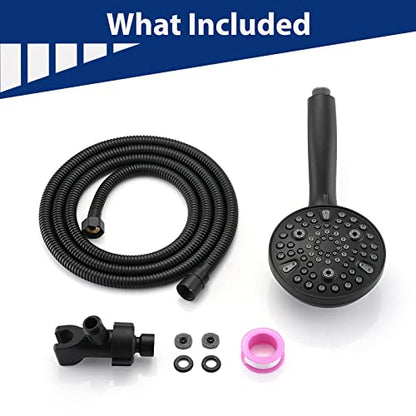 High Pressure 10 Setting Handheld Shower Head, 5" Detachable Showerhead Spray Built-in Power Wash to Clean Tub, Tile & Pets, 79" Extra Long Stainless Steel Hose, Adjustable Bracket - Matte Black - color: Black