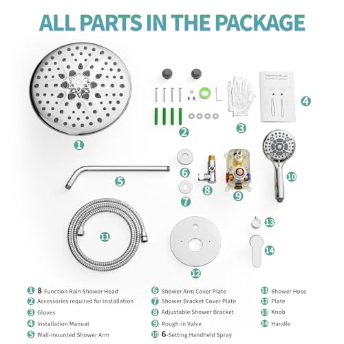 SR SUN RISE Shower Faucet - 10 Inch Multifunctional High Pressure Shower Head System with Handheld Shower Head Fixtures - Valve Included - Polished Chrome - color: Polished Chrome, size: 10 Inch