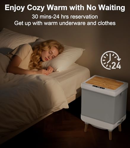 Towel Warmer, 35L Folding Hot Towel Warmer for Bathroom, Heating & Drying Modes, Timer Function, LED Display, Built-in Hooks, Fits Up to Two 70"X80" Oversized Towels, Large Blankets, Bathrobes