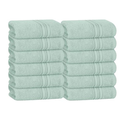 BOUTIQUO Ultra Soft Cotton Washcloths, Contains 12 Piece Face Cloths 12x12 inch, Ideal for Everyday use Face Towels, Compact & Lightweight Multi Purpose Washcloths - Sea Green - color: Sea Green, size: Washcloths - Set of 12