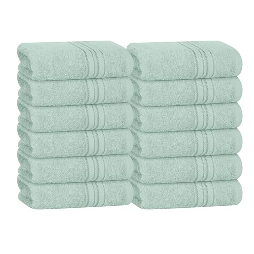 BOUTIQUO Ultra Soft Cotton Washcloths, Contains 12 Piece Face Cloths 12x12 inch, Ideal for Everyday use Face Towels, Compact & Lightweight Multi Purpose Washcloths - Sea Green - color: Sea Green, size: Washcloths - Set of 12