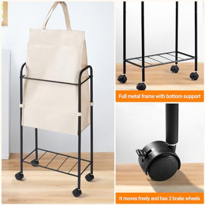 ELYKEN Slim Laundry Hamper with Lid & Wheels, 50L Rolling Laundry Basket | 7.9" Narrow Design, 50L, Removable Liner Bag, Lockable Wheels, Space Saving Clothes Hamper for Bathroom, Bedroom, Closet - style: Creamy-50L
