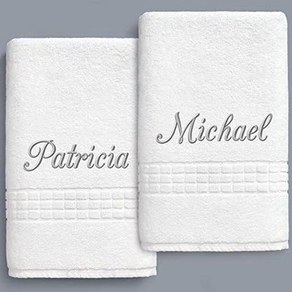 Broadway Terry Bath Towel Set 28" x 55" - Ring-Spun Cotton - Durable Hotel Quality - Soft and Absorbent (2 Custom Towels, White) - size: 2 Custom Towels
