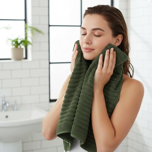 6 Pack Microfiber Hand Towels for Bathroom, 16"x30", Olive Green | Soft Touch, Highly Absorbent, Quick Dry, Lint Free, Hanging Loop, Lightweight Towels for Guest Bath, Gym, Travel & Kitchen - color: Olive Green