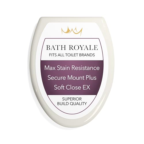 Bath Royale Elongated Toilet Seat BR501-01 Quiet Close, Stain-Resistant and Easy to Keep Clean, Heavy Duty, Fits All Toilet Brands, Executive Series -Biscuit/Linen - color: Biscuit/Linen, size: Elongated
