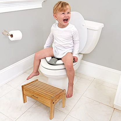 Growing Up Green Bamboo Bathroom Step Stool for Kids Using the Toilet and Sink - Kids Step Stool, Potty Training, Non-Slip, Bathroom, Kitchen, Lightweight