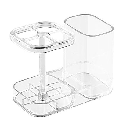 InterDesign Med+ BPA-Free Plastic Divided Toothbrush Holder - 5.6" x 3.25" x 4.55", Clear - color: Clear