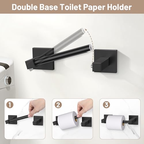 Towel Ring Set 4 Piece Bathroom Hardware Set Includes Towel Ring 2 Towel Hooks and Toilet Paper Holder Stainless Steel Wall Mounted (Matte Black) - color: Matte Black, size: Set D
