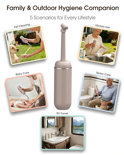 Portable Bidet for Travel & Camping - Manual Squeeze Peri Bottle Handheld | 3 Leak-Proof Seals | BPA-Free | Feminine Hygiene Care | Postpartum | Extendable Sprayer with Nozzle | for Men&Women-Khaki - color: Khaki