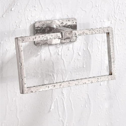 Stainless Steel Towel Ring Nordic Square Towel Holder for Bathroom Wall Mounted(Black) - color: Black