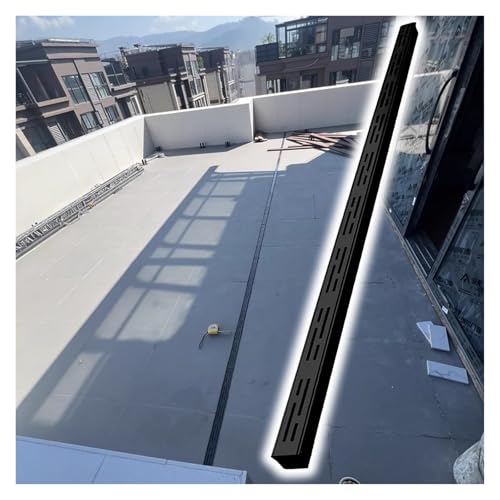 LZMZMQ 2-in Slim Channel Drain and Grate Kit, 1m 1.5m 2m Long Driveway Pool Deck Drainage Guttering Pipe and Sewerage Cover, Stainless Steel Jointable Linear Shower Drain(Black,Length-2m/6.5ft) - color: Black, size: Length-2m/6.5ft