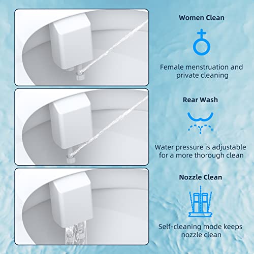 Hibbent Bidet Attachment for Toilet, Non-Electric Dual Nozzle for Frontal & Rear Wash, Adjustable Water Pressure Control, Fresh Water Bidet Toilet Seat, Self Cleaning Water Sprayer, White/Chrome - color: Chrome