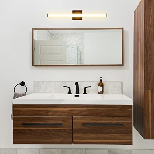 Ultralux Slim LED Vanity Light Bar - Wall Mounted, TRIAC Dimmable, Modern Bathroom Mirror Light - 14.5 W, 3000K (24 inch - 1 Pack, Black) - color: Black